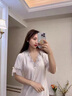 依曼安睡衣女夏季冰丝性感薄款短袖睡裙带胸垫V领气质蕾丝女士家居服 351 粉色（无胸垫） L 【95-110斤】 实拍图