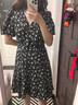 伊芙丽（eifini）伊芙丽V领围裹式收腰显瘦碎花连衣裙女2024夏装新款气质碎花裙 黑色 短款 S 155/80A 实拍图