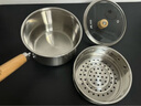 双枪（Suncha）奶锅316L不锈钢婴儿宝宝辅食小奶锅汤锅雪平蒸锅加厚带蒸笼 18cm 实拍图