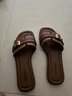 天美意拖鞋女凉鞋度假优雅百搭气质法式女一字拖新款KT075BT5 经典款-棕色（牛皮鞋面） 40 实拍图