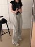 棉致美式工装运动休闲裤子女夏季薄款2026新款小个子高腰潮流阔腿裤 410杏色【高品质24.5】 L 100-115斤 实拍图