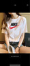 耐克（NIKE）女装短袖男装 夏季新款运动服跑步透气休闲宽松上衣女T恤休闲短袖 白色/全棉材质/偏大 XL 实拍图