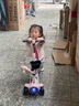 飞鸽滑板车儿童滑步车滑行可坐可骑可折叠踏板前置大灯男女孩2-3-5岁 樱粉【大灯音乐风火轮座椅】 实拍图