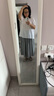 无印良品（MUJI）女式 强捻 抽褶裙 长半身裙女裙子女装格子裙25年夏季BE1VEC5S 黑色格纹 M （160/66A） 实拍图