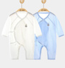 贝瑞加（Babyprints）新生儿连体衣2件装婴儿纯棉衣服初生宝宝内衣长袖薄款爬服 白蓝52 实拍图