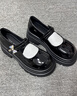 依思 Q（exull）厚底玛丽珍鞋女2025夏季新款软底增高休闲小皮鞋女透气单鞋女新品 黑色-潮酷百搭 37 实拍图