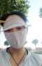 京堂京品 遮全脸夏薄款带帽檐冰丝防晒面罩高颜值防晒口罩女防紫外线夏天 (气质灰+浅粉色)两只装 实拍图