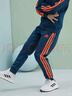 阿迪达斯 （adidas）儿童装裤子秋季户外休闲运动裤防风束脚裤  蓝/橘 140 实拍图