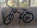 凤凰（Phoenix）可折叠山地车自行车成人男女新款式学生12到18岁变速越野软尾单车 折叠双避震【密封全轴承】钢架/辐条轮黑红 26寸-27速【身高158-188cm】 实拍图
