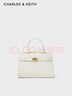 CHARLES&KEITH金属扣带手提单肩妈妈包凯莉包包女包生日礼物CK2-50160102 Cream奶白色 M 实拍图