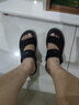蜻蜓牌夏季皮凉鞋男士真皮休闲凉拖两穿大码防水软底户外穿开车沙滩鞋男 黑色 运动鞋码，脚宽胖选大一码 42 实拍图