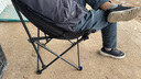 暴走怪兽户外折叠椅子露营便携式高靠背月亮椅钓鱼凳懒人椅家用折叠桌椅套 【入门基础款高靠背】炫耀黑 实拍图
