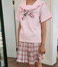 多妙屋女童JK套装儿童T恤夏装半身裙中大童学院风两件套薄66325粉色140 实拍图