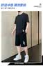 啄木鸟冰丝男士t恤夏季2026新款短袖短裤篮球服速干跑步休闲运动服套装 0858黑色套-装 3XL 实拍图