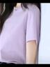 伊芙丽（eifini）【经典延续】天然桑蚕丝简约真丝混纺丝光内搭T恤女打底上衣 浅紫（新色） M 100-110斤 实拍图