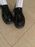 靖话黑色粗跟小皮鞋女2025秋冬季新款日系jk制服配裙子单鞋百搭乐福鞋 黑色亮光 35 (225mm) 实拍图