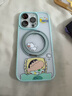 ROCK蜡笔小新适用苹果16Pro手机壳iPhone16Pro保护套Magsafe磁吸旋转支架硅胶防摔全包可爱青色 实拍图