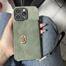 丁域适用于苹果16pro手机壳新款超薄全包小羊皮卡包iphone15Promax腕带挂绳丝巾可斜挎女款防摔保护套 绿色卡包+手提绳+挂绳 丁域出品  苹果16 送相机按键膜 实拍图