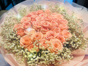 艾斯维娜鲜花速递向日葵混搭花束生日礼物全国同城配送 33朵粉玫瑰欧式花束 实拍图