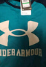 安德玛（Under Armour）夏男童短袖T恤复古插肩休闲半袖童装241101019 绿色 160cm  实拍图