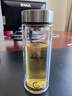 希诺抗菌玻璃杯双层商务办公车载水杯男高档泡茶杯子XN-9303 360mL 实拍图