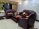 格澜帝尔（growdear）沙发美式古典真皮沙发牛皮沙发组合实木真皮沙发欧式新古典奢华 蓝色皮布单人位（可换皮布颜色） 实拍图