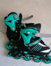 小状元溜冰鞋儿童轮滑鞋全套装品牌滑冰全闪旱冰鞋男童女童成年初学者 翠冷绿【轮滑包+头盔护具套装】 M （适合33-37码） 实拍图