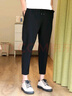 都美姿休闲裤男秋季简约运动潮流百搭弹力宽松显瘦系带免烫小脚九分裤男 灰色 L 实拍图
