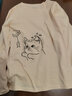 珞妮纯棉t恤女长袖春秋装新款女装韩版宽松百搭休闲体恤女上衣打底衫 奶白钓猫仔+浅蓝抱瓶兔 M 建议80-100斤 实拍图