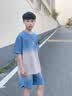 G.duck小黄鸭男童夏装套装儿童中大童男孩渐变帅气短袖两件套秋季童装 灰色 偏蓝灰 120 建议110-120cm6-7岁cm 实拍图