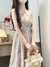 黛琼2025夏季新款森系甜美超仙碎花气质吊带连衣裙女百搭蕾丝防晒开衫 两件套[碎花吊带裙+防晒开衫] S 实拍图