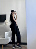 浪莎阔腿裤女春秋季显瘦高腰垂感休闲裤子女亲肤透气健身两穿运动裤女 春秋常规款-黑色 L (适合111-125斤) 实拍图