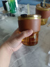 新款玻璃杯子咖啡杯ins高颜值水杯带吸管大容量带盖牛奶杯 琥珀色全套(含吸管+杯盖+皮套) 450ML 实拍图