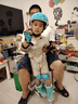 斯威（SWAY）轮滑鞋儿童溜冰鞋男女童初学套装中小学滑轮滑冰旱冰鞋成人直排轮 登绿八轮全闪+头盔护具+一体支架 S (适合3-5岁)平时鞋码25-30 实拍图
