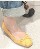 热风浅口单鞋女2025年春季新款法式方头平底单鞋百搭外穿玛丽珍鞋女鞋 25黄色(织物款)H07W25506 39 实拍图