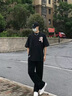 港蒂湾夏季冰丝裤子男休闲裤男裤速干裤宽松直筒裤经典百搭时尚阔腿裤 (夏季）黑色 2XL -140-155斤 实拍图