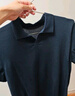 布先生男士针织短袖T恤翻领透气速干商务休闲 钢琴黑(平纹） 2XL(185) 实拍图