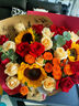 馨仪鲜花速递玫瑰向日葵康乃馨花束生日礼物全国同城配送 向日葵红玫瑰混搭花束 实拍图