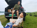 野徒者户外折叠椅露营椅子躺椅便携折叠月亮椅小凳子折叠凳钓鱼凳 豪华款【三档调节】暖沙黄 三档调节月亮椅 实拍图