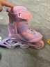 迪卡侬（DECATHLON）儿童轮滑鞋初学者轮滑鞋套装可调节舒适透气溜冰鞋体育课必备 梦幻独角兽 26/29(脚长16.5-18.5cm)三轮子 实拍图
