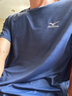 美津浓（MIZUNO）短袖t恤男士凉感冰丝夏季薄款户外青年速干衣 藏青色【2104】 L 实拍图