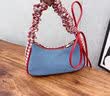 QUEEN TRIP超温柔斜挎包包女式2025新款格子布包单肩包爆款洋气通勤小方包 牛仔蓝 实拍图