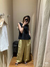 无印良品（MUJI）女式 汉麻 宽版裤 裤子女款 休闲裤阔腿裤长裤女装  25年夏季 黄色 BE1SKC5S L （165/70A） 实拍图