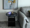 高端沙发边几小茶几客厅钢化玻璃小茶几轻奢置物架酒店家用床头柜 黑色-加粗款-3C黑灰面钢化玻璃 实拍图
