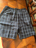 浪莎男士睡裤男短裤纯棉夏季薄款宽松大码格纹休闲五分裤外穿沙滩短裤 丈青中格 2XL 实拍图