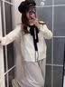 邦帛世孕妇托腹裤韩版气质显瘦收腹阔腿裤抽绳休闲条纹孕妇裤 米白条纹 L【100-120斤】 实拍图