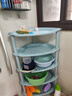 铭盼浴室置物架卫生间落地洗脸盆架厕所洗手间储物收纳架子墙角洗漱架 大三角5层镂空蓝色 实拍图