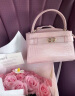 CHARLES&KEITH鳄鱼纹凯莉包手提斜挎婚包包女包生日礼物CK2-50270880-1 Light Pink浅粉色（新色） S 实拍图