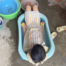 劳可里尼（NOCOLLINY）婴儿洗澡盆可折叠 儿童浴盆大号可坐可躺 宝宝洗澡桶新生儿童用品 【+10-浴网】晨曦绿+浴网 实拍图
