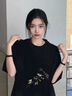 回力潮流短袖T恤女2025新款夏季国风黑色大码女装胖mm正肩显瘦穿搭女 实拍图